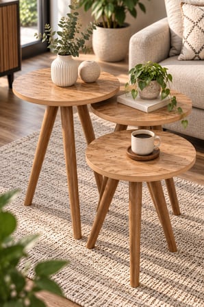 SuloraHome Zigon Sehpa Takımı Ceviz Kahverengi