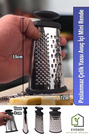 Deconox Paslanmaz Çelik Yassı Avuç İçi Mini Rende, 3 Yönlü Rendeleme Yassı Tasarım 15 * 7 * 3cm