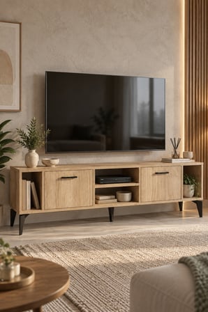SuloraHome Bej Suntalam TV Sehpası 160x35 cm