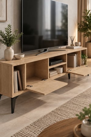 SuloraHome Bej Suntalam TV Sehpası 160x35 cm