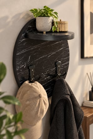 SuloraHome Siyah Duvar Askılığı ve Mini Raf