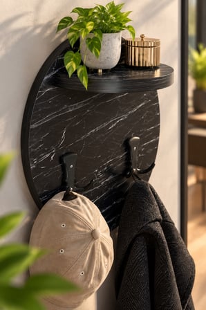 SuloraHome Siyah Duvar Askılığı ve Mini Raf