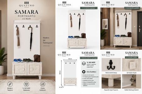 SAMARA VESTİYER PORTMANTO-Genişlik: 80 cm  Yükseklik: 208 cm  Derinlik: 37 cm-%100 MDF