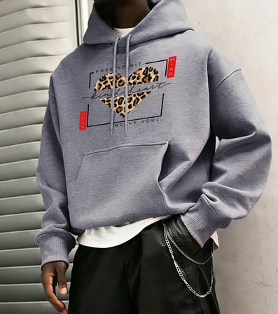 Serbest Ruh Nazik Kalp Cesur Ruh Baskılı Kapüşonlular Erkek Polar Rahat Hoody Günlük Hip Hop