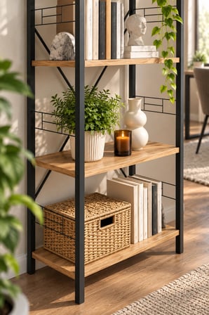 SuloraHome Metal İskeletli 4 Raflı Kitaplık Kahverengi 150 cm