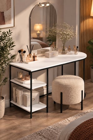 SuloraHome Beyaz Çalışma ve Makyaj Masası 125 cm