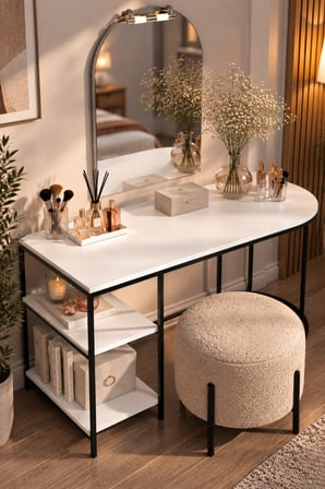 SuloraHome Beyaz Çalışma ve Makyaj Masası 125 cm