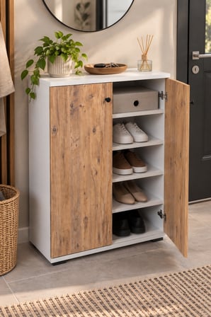 SuloraHome Çam Desenli Kapaklı Ayakkabılık ve Portmanto