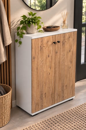 SuloraHome Çam Desenli Kapaklı Ayakkabılık ve Portmanto