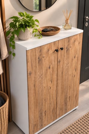 SuloraHome Çam Desenli Kapaklı Ayakkabılık ve Portmanto