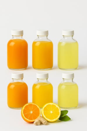 6 Adet Cam 50 ml Mini Shot Ginger Detox Şişe Plastik Sızdırmaz Kapaklı Kolonya Koku Süs Küçük Şişe