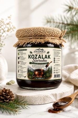 Yeşil Çam Kozalağı Şurubu 400 ml – Odun Ateşinde 12 Saat Kazanda Pişirilmiş