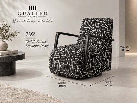 Arven 792 Desenli Modern Döner Berjer