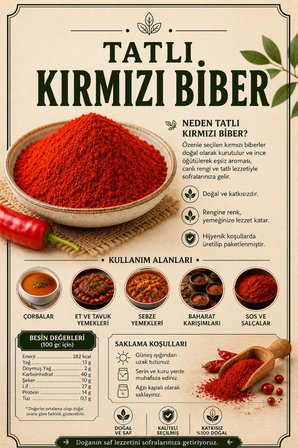 Tatlı Toz Biber 100Gr – Doğal, Katkısız, Öğütülmüş Kırmızı Biber