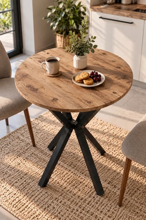 SuloraHome Yuvarlak Mutfak Masası 70 cm Atlantik Kahverengi