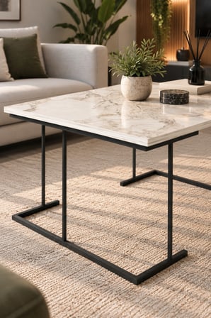 SuloraHome Beyaz Orta Sehpa 90x60 cm Dikdörtgen Salon Sehpası