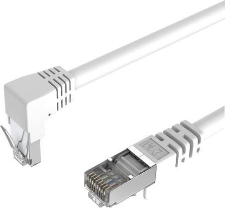 Cat 6, S/FTP, 90° açılı Dirsek Kablo, 1 Metre (Beyaz)