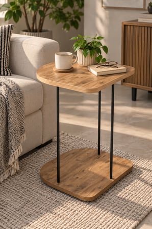 SuloraHome Tekerlekli Oval Servis Sehpası Çam Desenli Kahverengi
