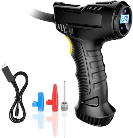 120W Kablosuz Hava Kompresörü Araç Motorsiklet Bisiklet Top Araba Lastik Pompası - Wireless USB - LED Işıklı