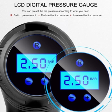 120W Kablosuz Hava Kompresörü Araç Motorsiklet Bisiklet Top Araba Lastik Pompası - Wireless USB - LED Işıklı