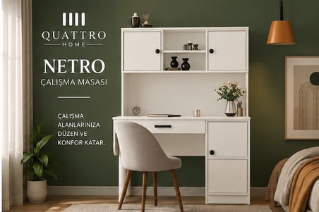 NETRO KİTAPLIKLI ÇALIŞMA MASASI