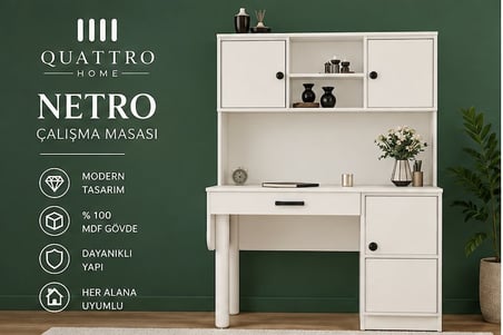 NETRO KİTAPLIKLI ÇALIŞMA MASASI