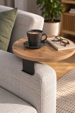 SuloraHome Ayarlanabilir Koltuk Yanı Tepsi Sehpası Çam Kahverengi