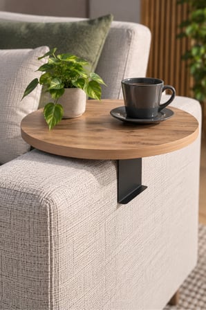 SuloraHome Ayarlanabilir Koltuk Yanı Tepsi Sehpası Çam Kahverengi