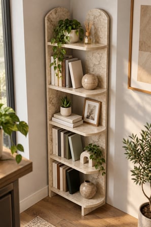 SuloraHome 5 Raflı Çok Amaçlı Dekoratif Kitaplık - Traverten Rengi