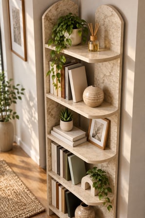 SuloraHome 5 Raflı Çok Amaçlı Dekoratif Kitaplık - Traverten Rengi