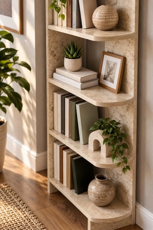SuloraHome 5 Raflı Çok Amaçlı Dekoratif Kitaplık - Traverten Rengi