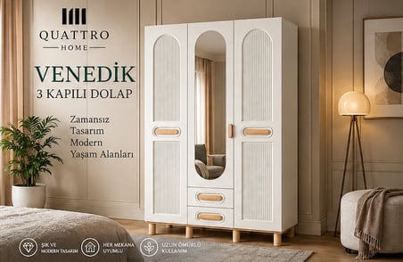 VENEDİK 3 KAPAKLI DOLAP