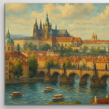 Prag Şehir Manzarası Kanvas Tablo 60x120cm