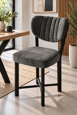 SuloraHome Kumaş Metal Modern Mutfak Sandalyesi Antrasit