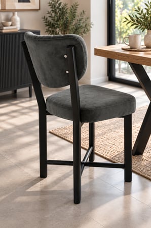 SuloraHome Kumaş Metal Modern Mutfak Sandalyesi Antrasit