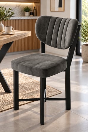 SuloraHome Kumaş Metal Modern Mutfak Sandalyesi Antrasit