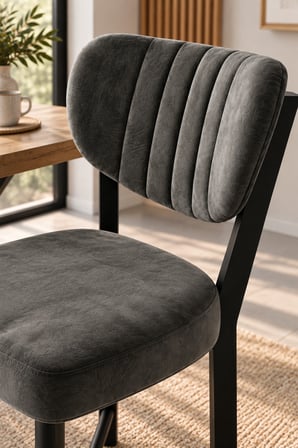SuloraHome Kumaş Metal Modern Mutfak Sandalyesi Antrasit