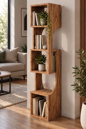 SuloraHome 5 Katlı Modern Ahşap Dekoratif Kitaplık ve Raf Ünitesi