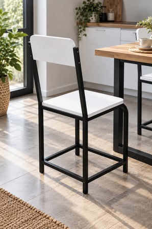 SuloraHome Metal Ayaklı Beyaz Suntalam Mutfak Sandalyesi