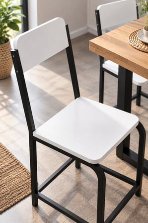 SuloraHome Metal Ayaklı Beyaz Suntalam Mutfak Sandalyesi