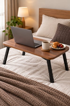 SuloraHome Katlanır Laptop ve Kahvaltı Sehpası Kahverengi