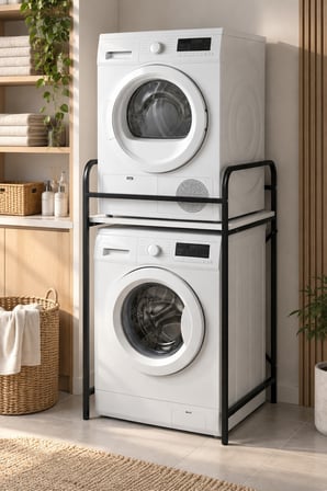 SuloraHome Metal Siyah Çamaşır Makinesi Üstü Raf Ünitesi 66 cm