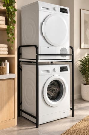 SuloraHome Metal Siyah Çamaşır Makinesi Üstü Raf Ünitesi 66 cm