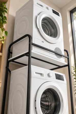 SuloraHome Metal Siyah Çamaşır Makinesi Üstü Raf Ünitesi 66 cm