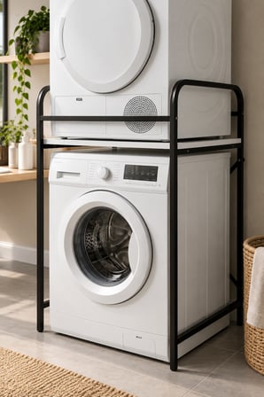 SuloraHome Metal Siyah Çamaşır Makinesi Üstü Raf Ünitesi 66 cm