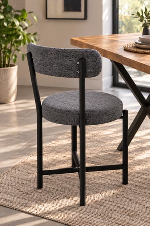 SuloraHome Keten Kumaşlı Gri Mutfak Sandalyesi - Metal Ayaklı Modern Tasarım