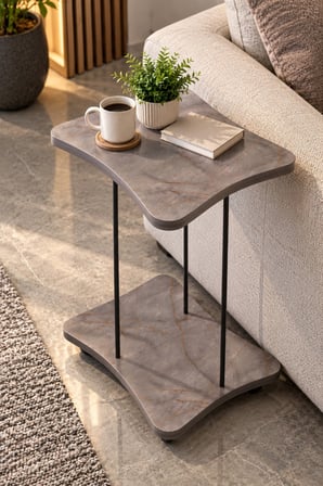 SuloraHome Yan Sehpa - Tekerlekli Metal Ayaklı Servis Sehpası