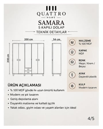 SAMARA 5 KAPAKLI DOLAP