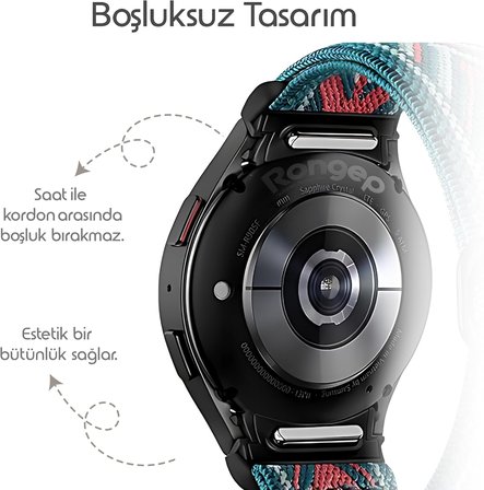One-Click Elastik Bohem Serisi 20mm Kordon Samsung ile Uyumlu Galaxy Watch 7/6/5/4/FE Serisi İçin Kumaş Kayış (40mm/44mm) Watch 6/4 Classic (47/43/42mm) ve Watch 5 Pro 45mm Uyumlu