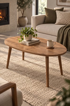 SuloraHome Torna Ayaklı Oval Orta Sehpa Ceviz